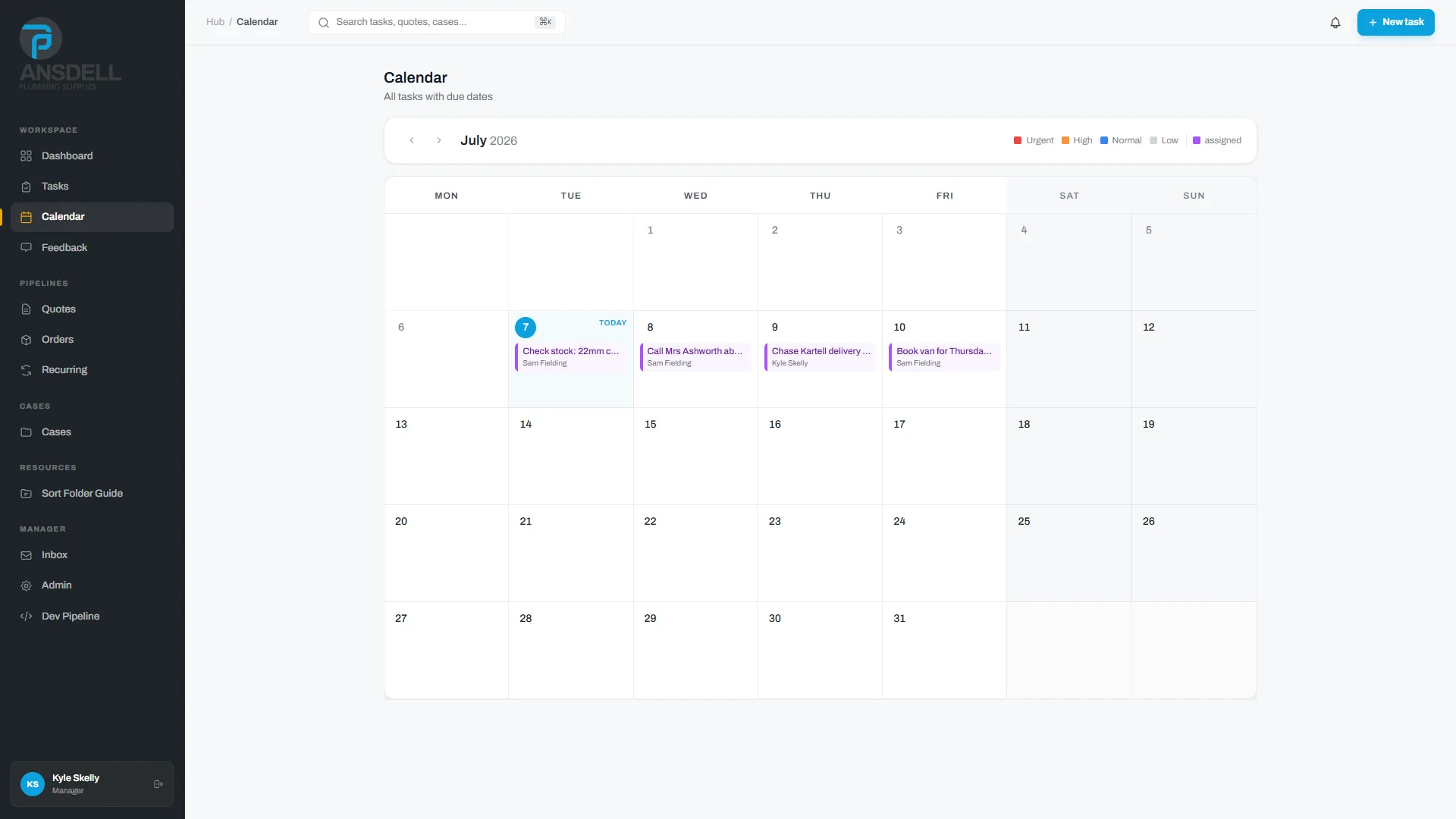 Ansdell Hub calendar