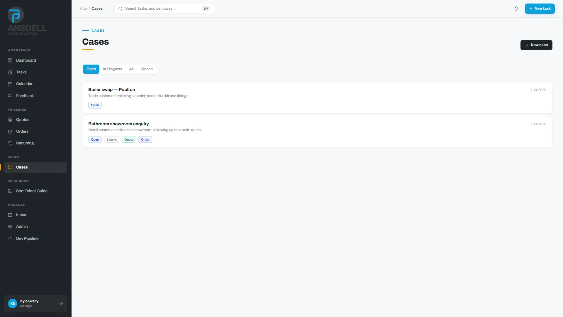 Ansdell Hub cases page