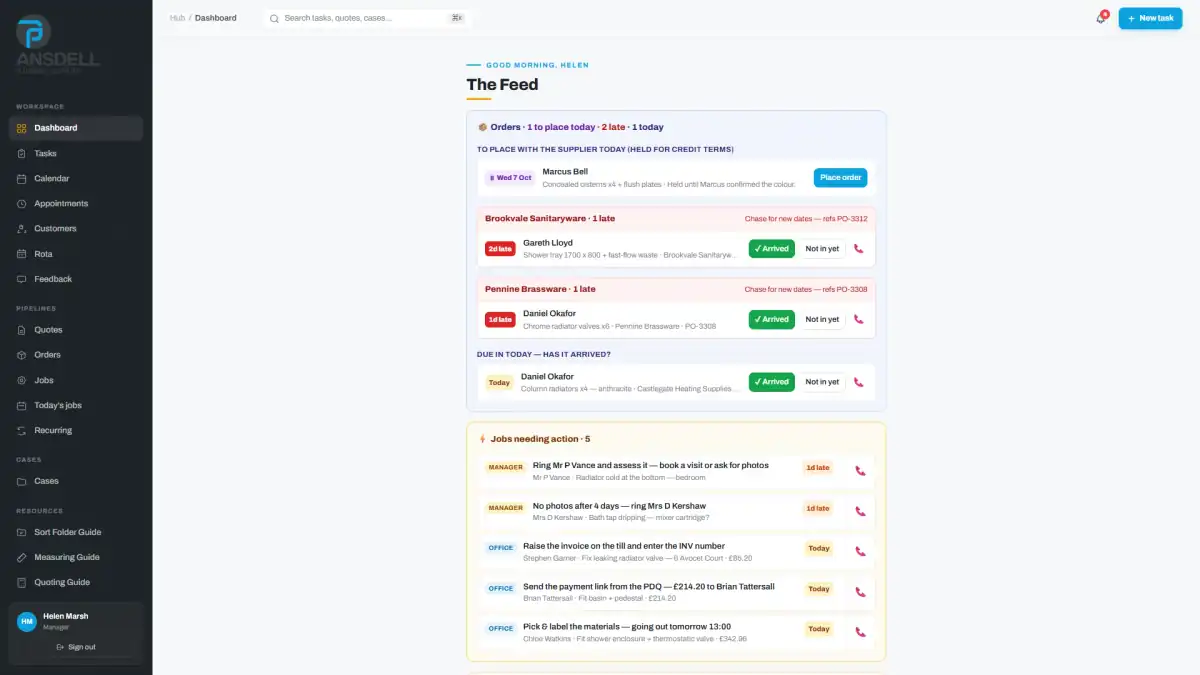 Ansdell Hub — staff home screen