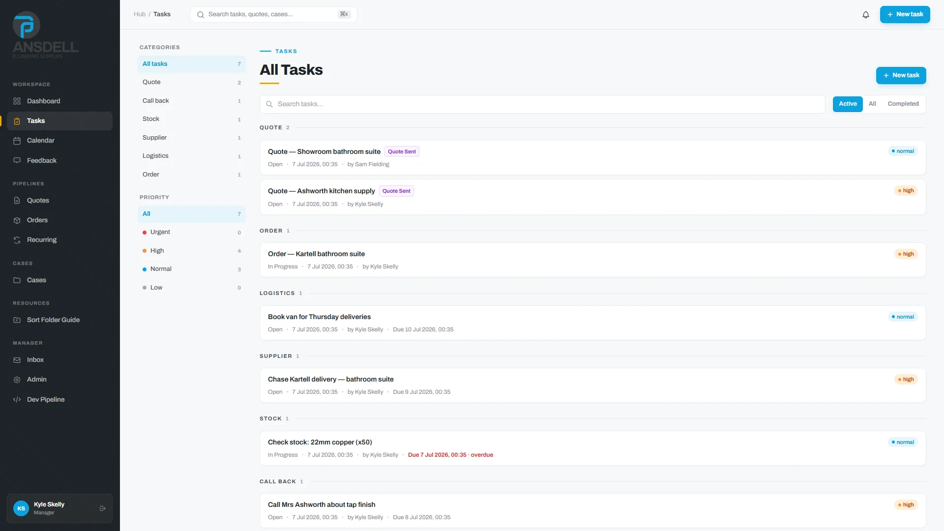 Ansdell Hub tasks