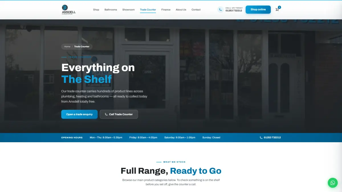 Ansdell trade counter page