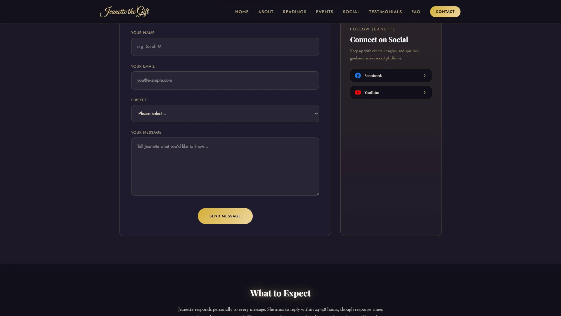 Contact form with enquiry type dropdown
