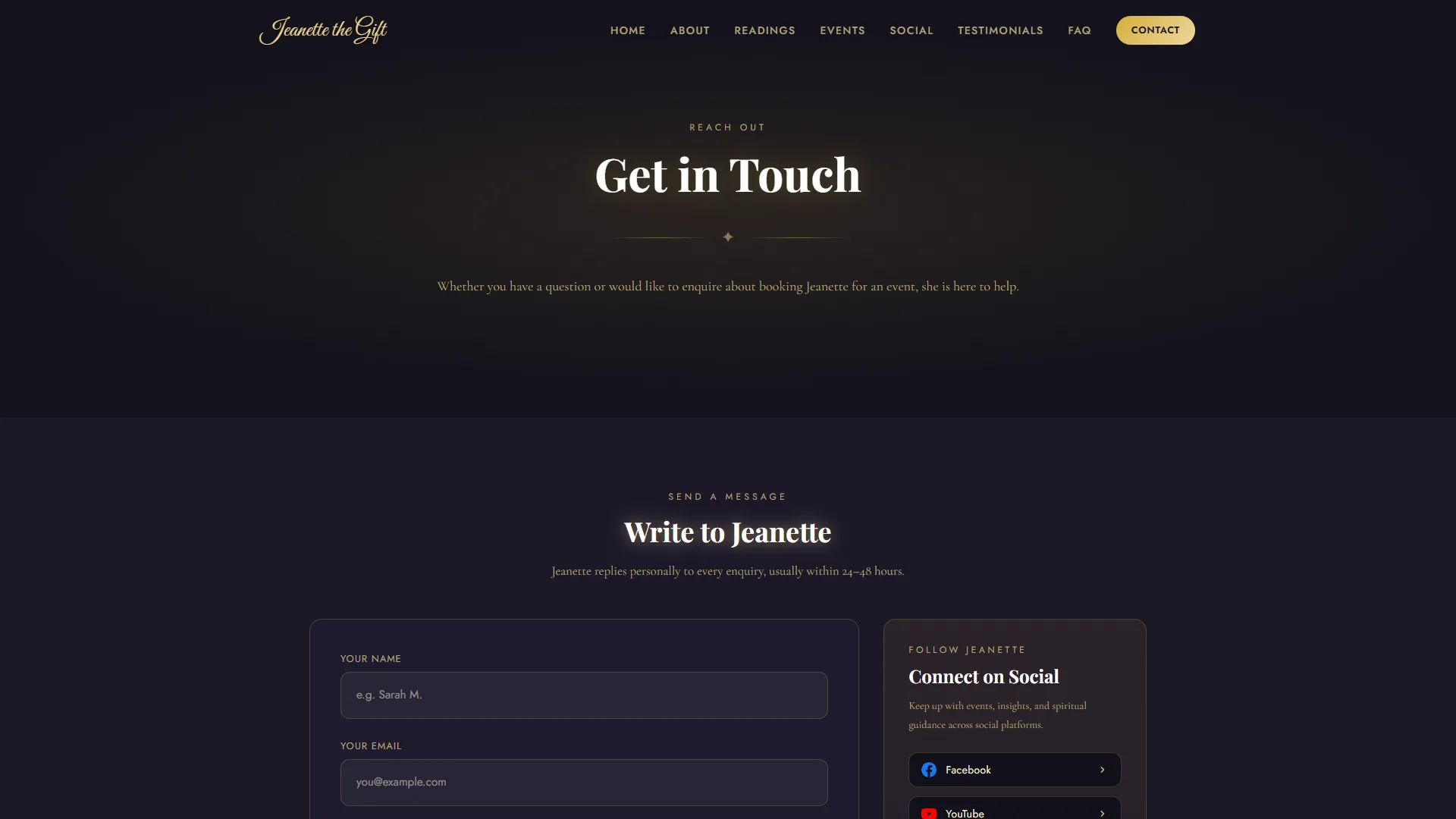 Contact page hero
