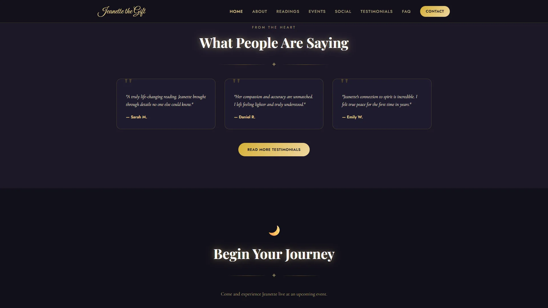 Homepage testimonials section