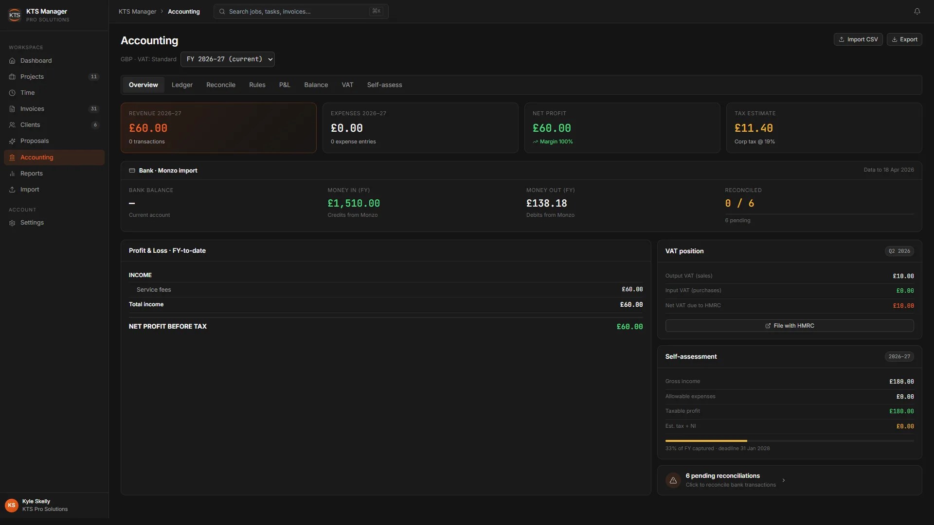 KTS Staff Portal accounting suite