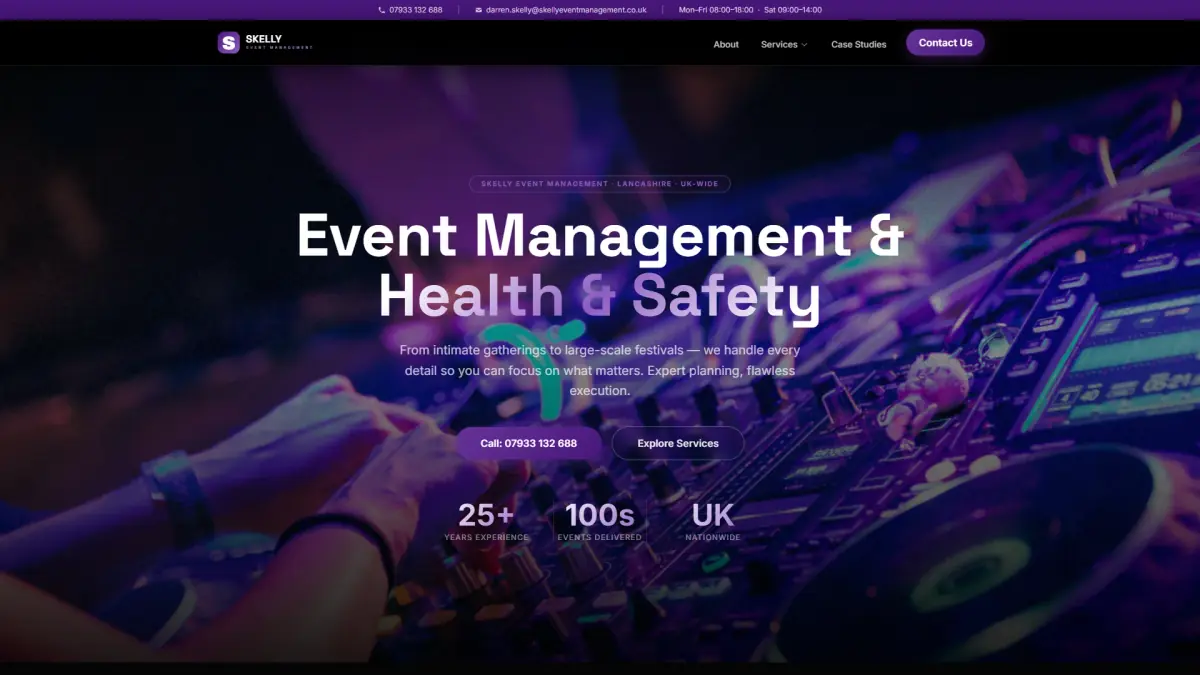 Skelly Event Management — homepage
