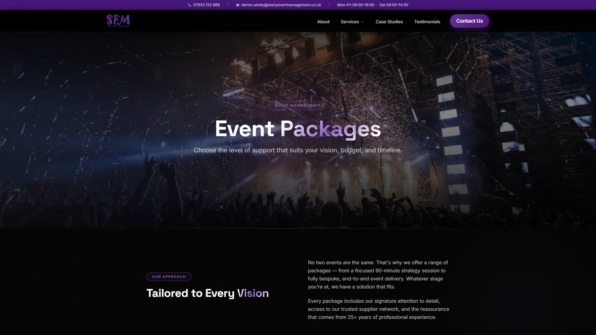 Skelly events service page