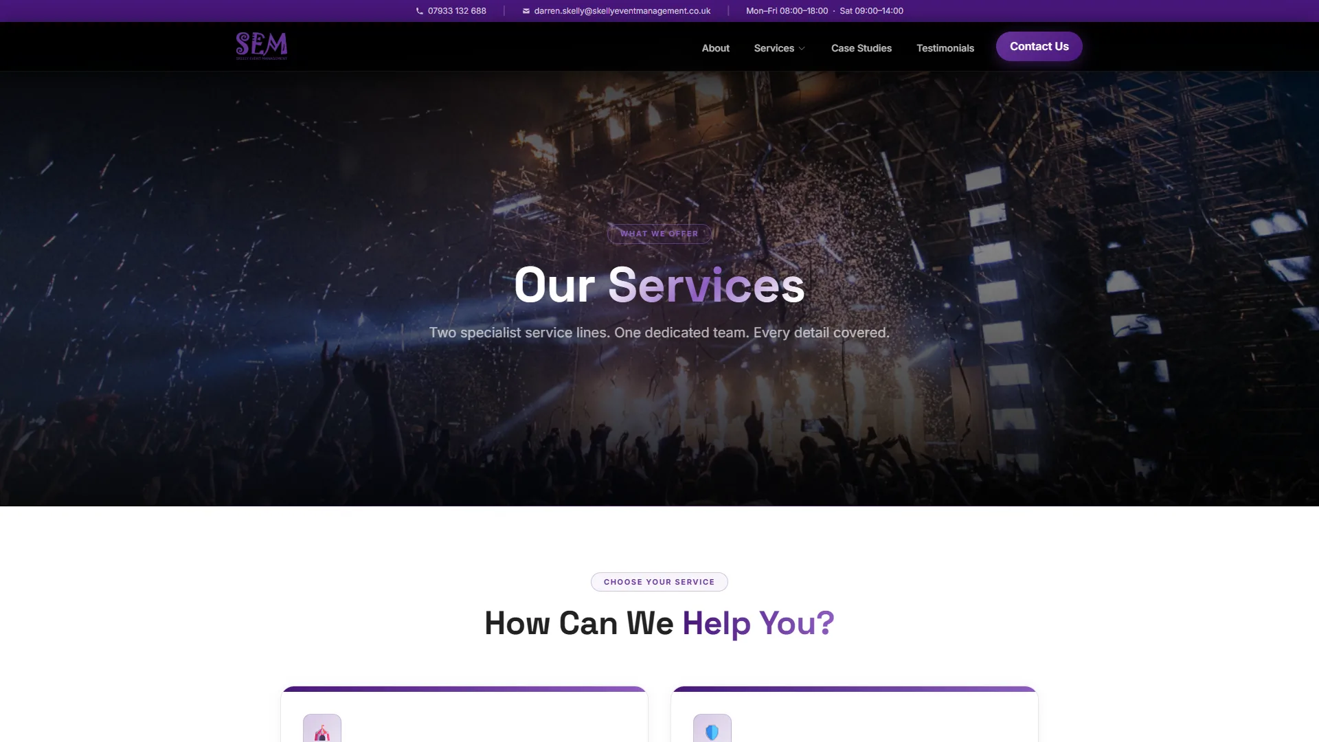 Skelly Event Management services page