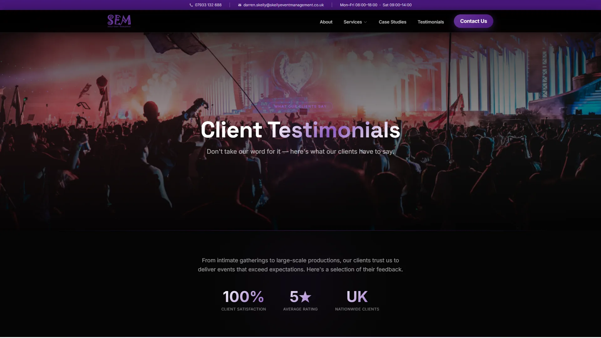 Skelly testimonials page